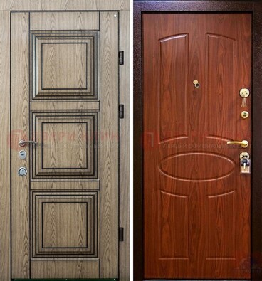 Стальная дверь с виноритом в цвете Итальянский орех и филенчатой МДФ ДВТ-110 в Перми