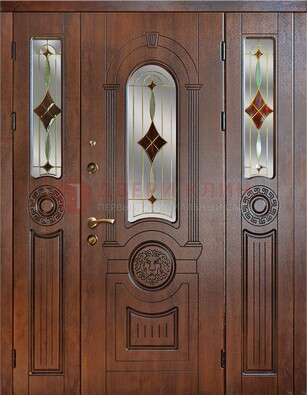 Парадная полуторная дверь с виноритом и витражом ДВТ-172 в Перми