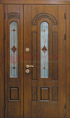 Темная стальная дверь с виноритом и стеклом ДВТ-179 в Перми