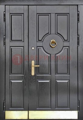 Черная металическая дверь с виноритом для дома ДВТ-241 в Перми