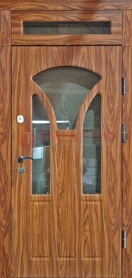 Коричневая классическая входная дверь с виноритом ДВТ-66 в Перми