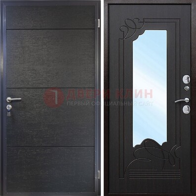Темная Железная дверь c виноритом и МДФ с зеркалом ДЗ-119 в Перми