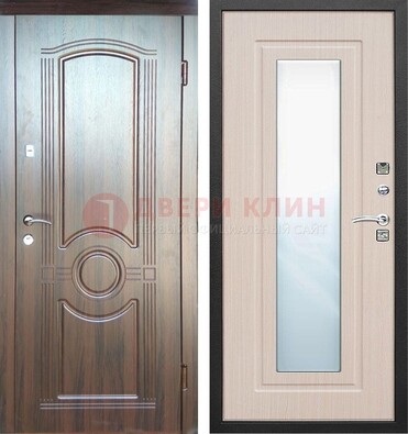 Светло-коричневая дверь c виноритом с узором и филенчатой МДФ ДЗ-120 в Перми