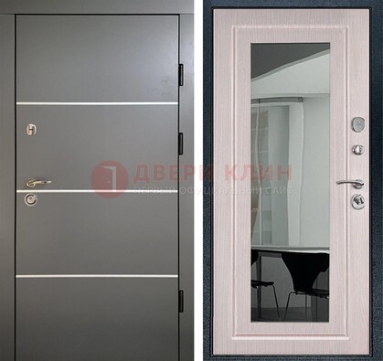 Черная металлическая дверь с зеркалом ДЗ-12 в Перми