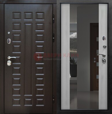 Коричневая металлическая дверь с зеркалом ДЗ-22 в Перми