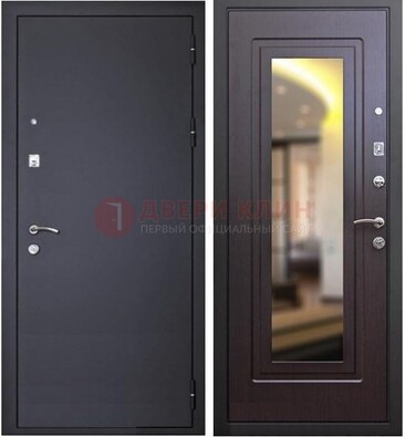 Черная железная дверь с зеркалом ДЗ-30 в Перми