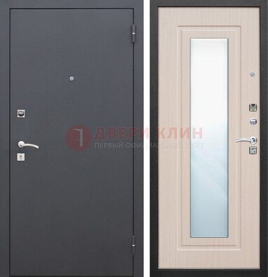 Черная входная дверь с зеркалом МДФ внутри ДЗ-31 в Перми