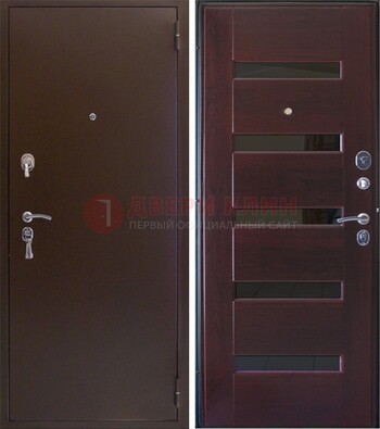 Темная железная дверь с зеркалом ДЗ-42 в Перми