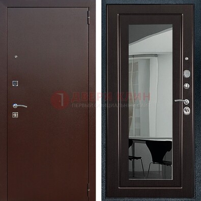 Металлическая дверь с порошковым напылением с МДФ и зеркалом ДЗ-61 в Перми