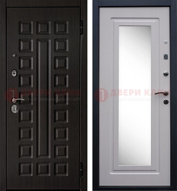 Черная филенчатая металлическая дверь МДФ с зеркалом ДЗ-83 в Перми
