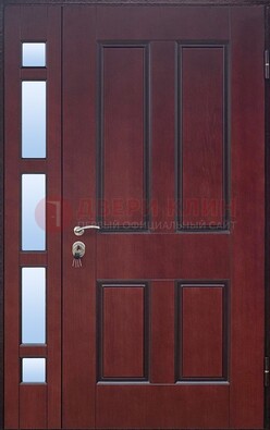 Красная входная полуторная дверь со стеклом ПЛ-10 в Перми