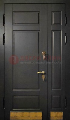 Черная полуторная железная дверь для частного дома ПЛ-2 в Перми