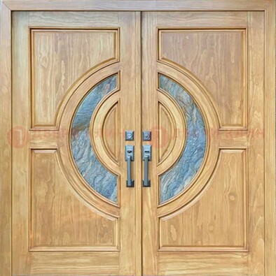 Двухстворчатая металлическая дверь с витражом ВЖ-11 в Перми